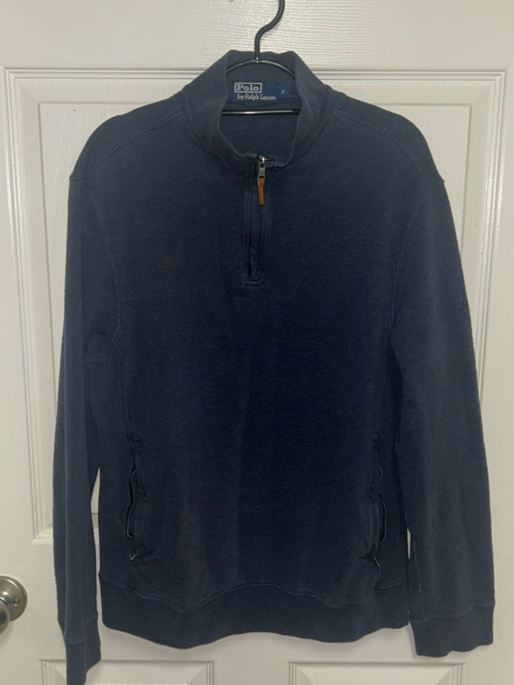 Vintage Polo Ralph Lauren Sea Island Knit Cotton 1/4 Zip Sweater Navy Men's S